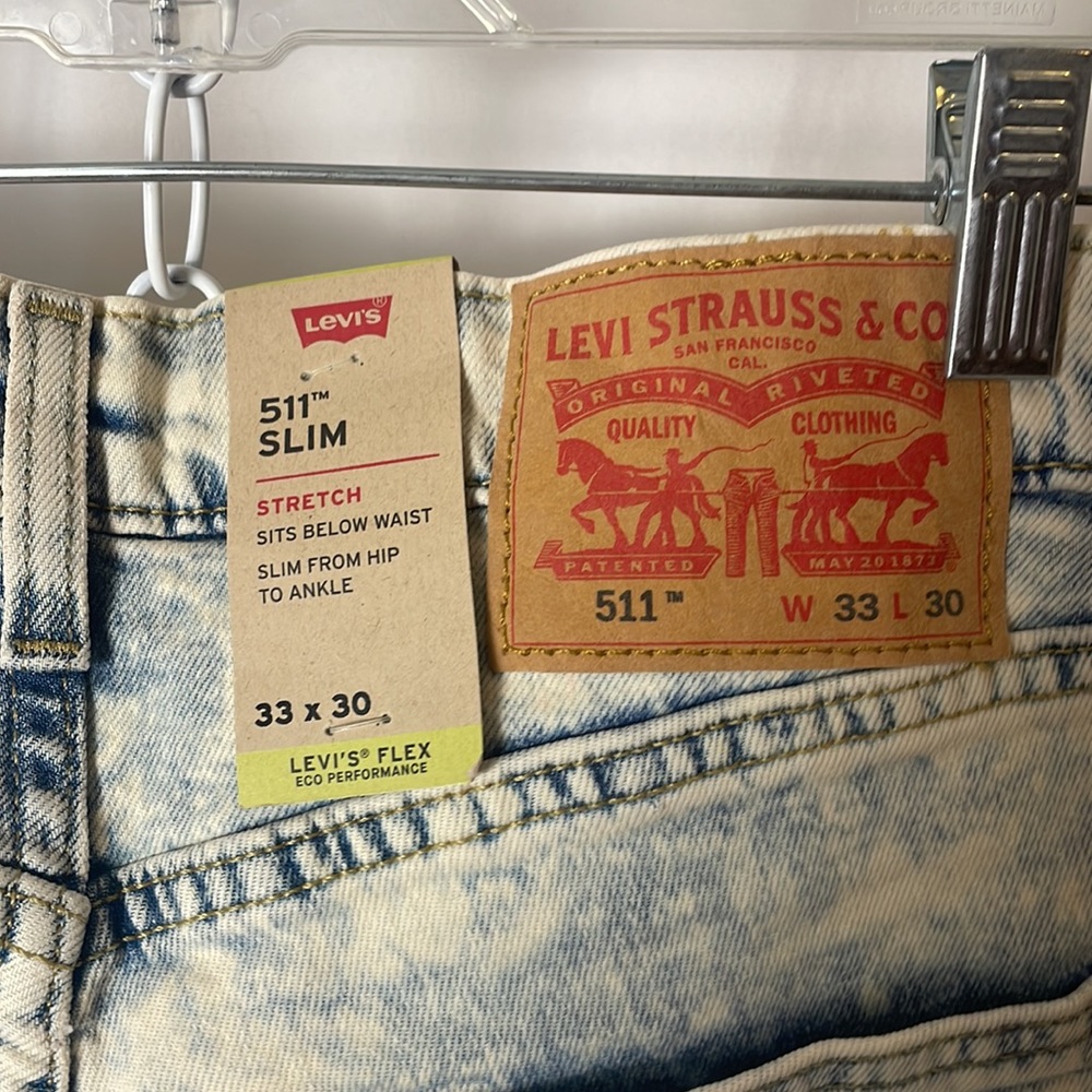 Levi's 511 Slim Straight Acid Wash Light Blue Jeans - Picture 5 of 5